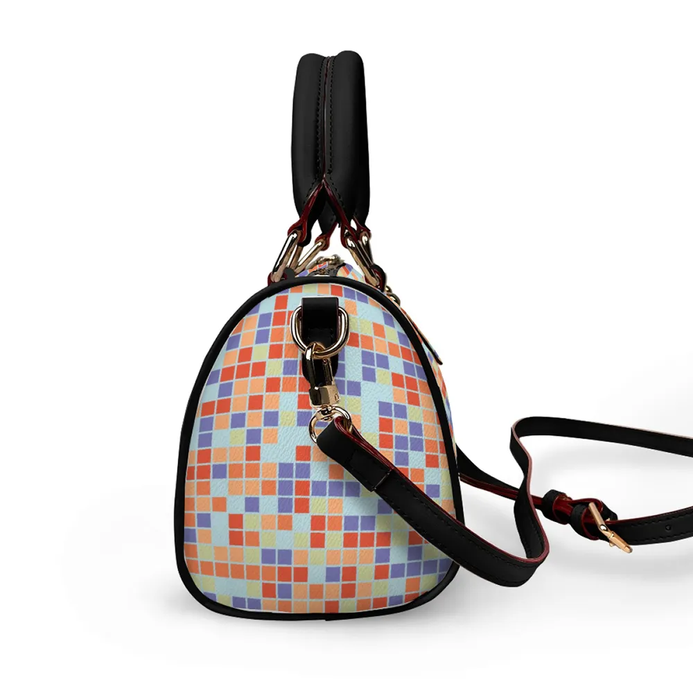 Pixilated Pastel Handbag Shoulder Bags Faux Leather Handbags with Removable Strap