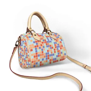 Pixilated Pastel Handbag Shoulder Bags Faux Leather Handbags with Removable Strap