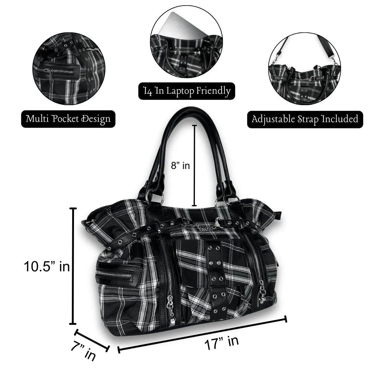 Punk Plaid Shoulder Bags & Crossbody Bag