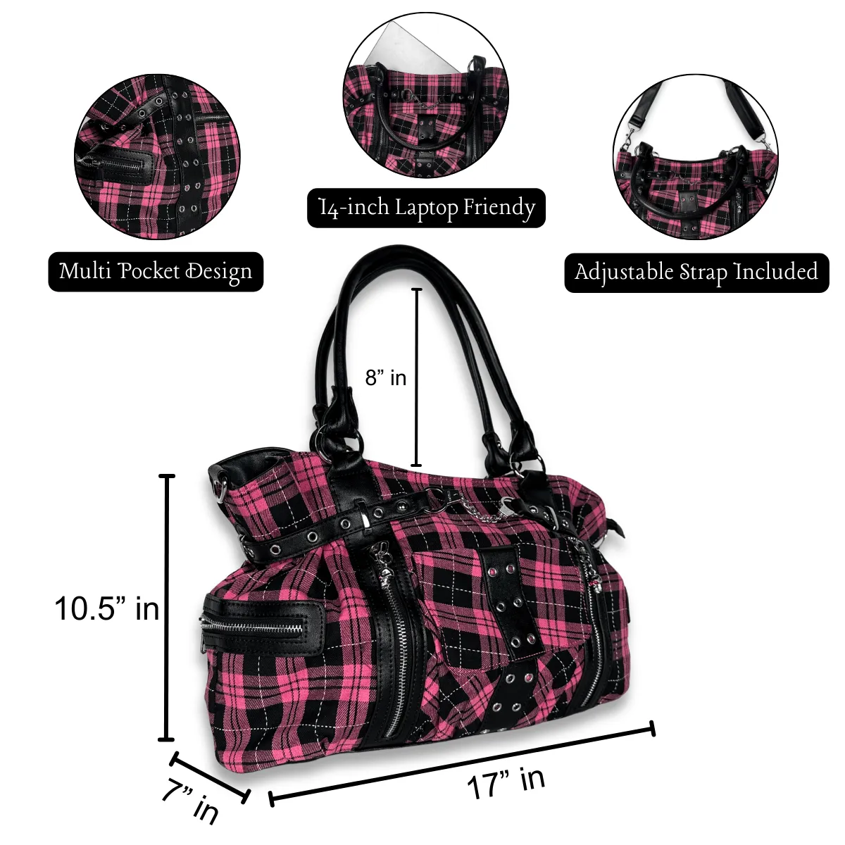 Punk Plaid Shoulder Bags & Crossbody Bag