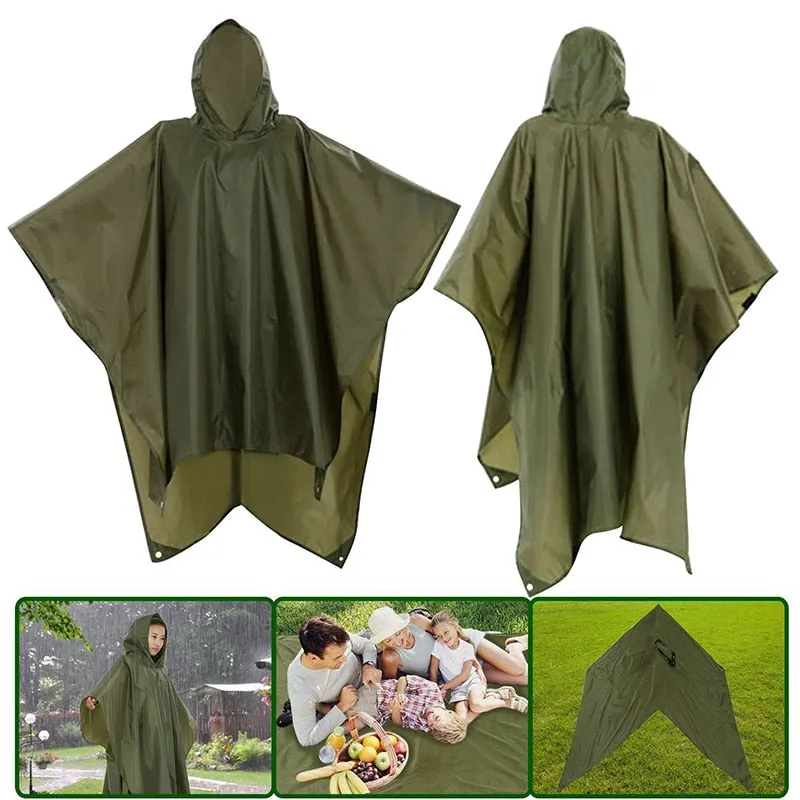 Raincoat Backpack Hood Hiking Cycling Rain Cover Poncho Waterproof Outdoor Camping Tent