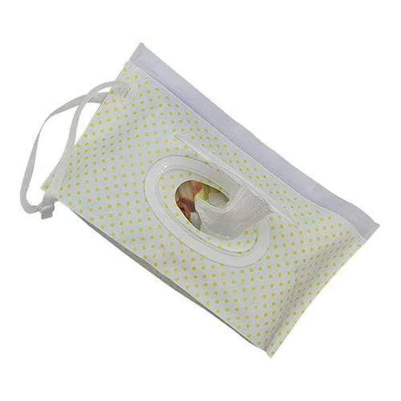 Reusable Wet Wipes Pouch - Yellow Dots