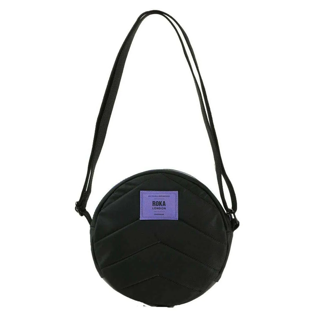 Roka Paddington B Small All Black Recycled Nylon Crossbody Bag - Black/Simple Purple