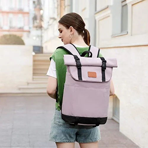 Rolltop Backpack Laptop Backpack Waterproof Daypack with Laptop Compartment 15.6 Inch Large Roll Backpack Travel Backpack Daypacks for Trips Office Uni School