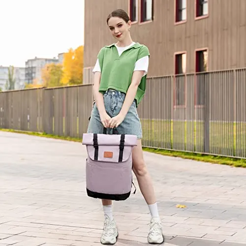 Rolltop Backpack Laptop Backpack Waterproof Daypack with Laptop Compartment 15.6 Inch Large Roll Backpack Travel Backpack Daypacks for Trips Office Uni School