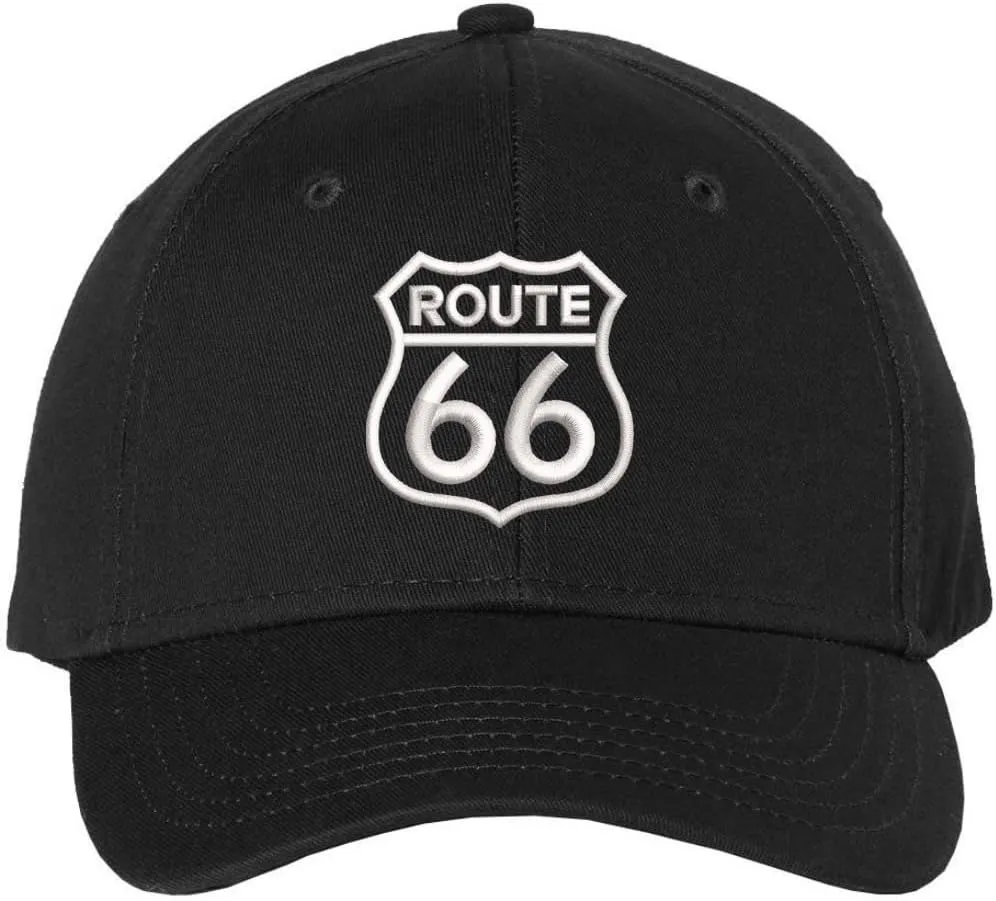 Route 66 Baseball Hat Classic Structured Embroidered Unisex Hat, Black