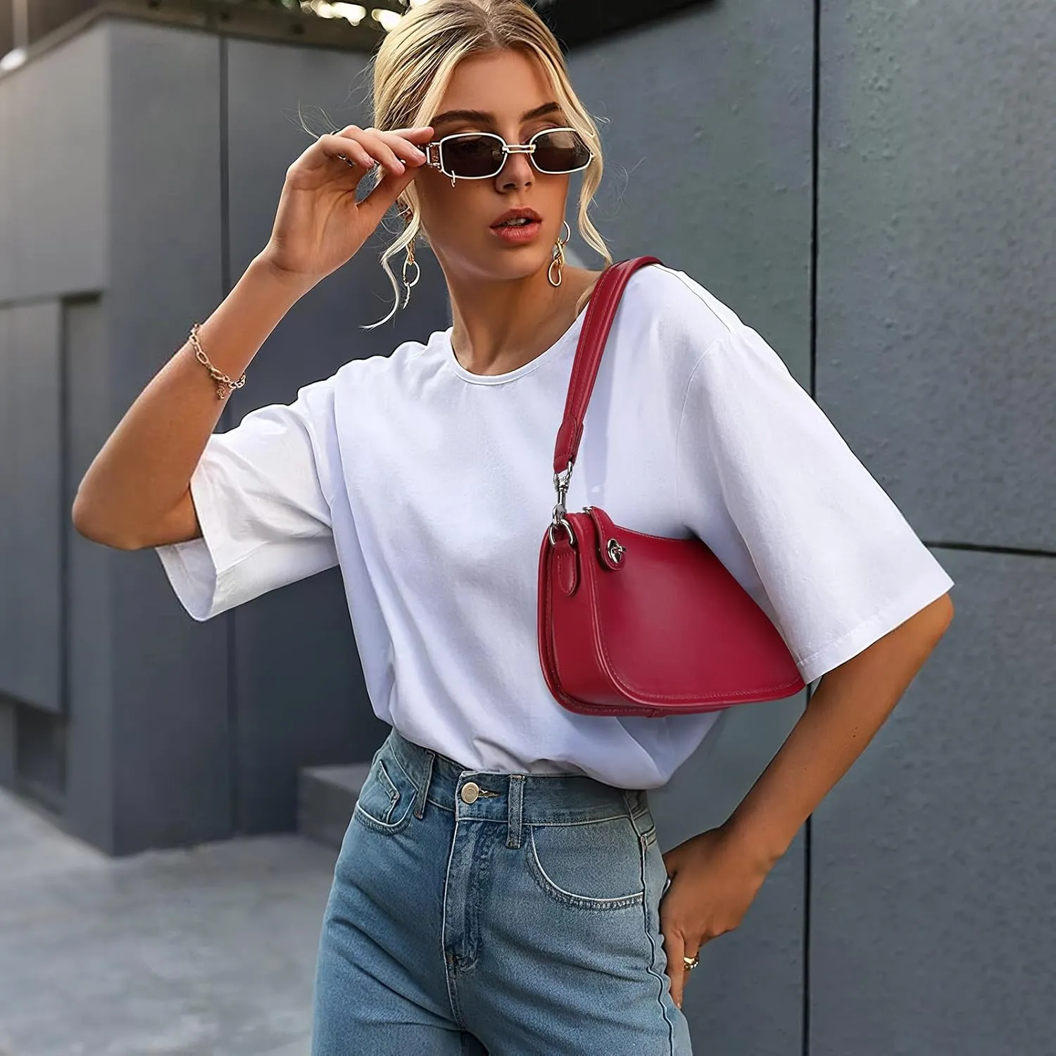 Shoulder Bag Purses for Women - Small Handbags PU Leather Shoulder Purse Trendy Designer Underarm Bags
