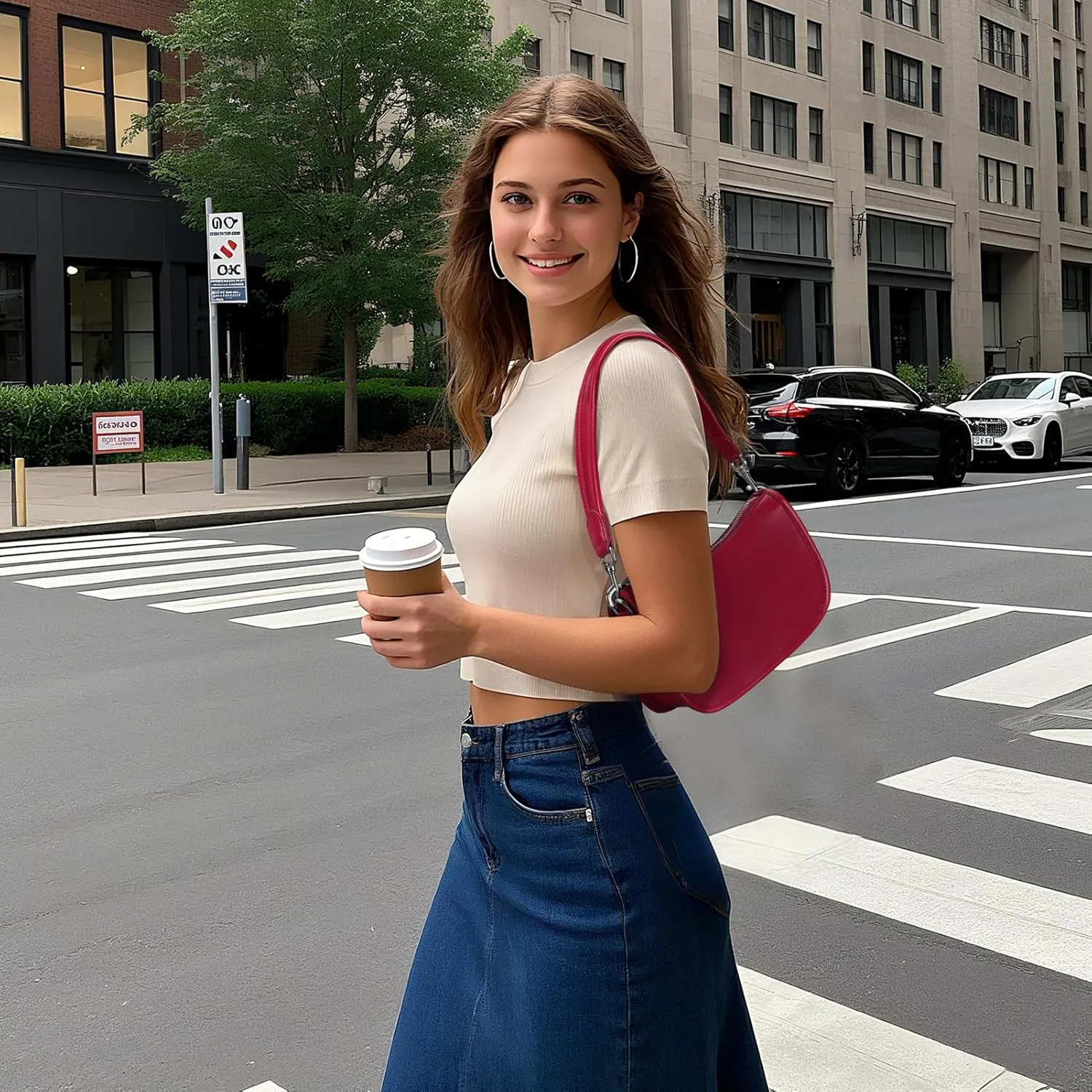 Shoulder Bag Purses for Women - Small Handbags PU Leather Shoulder Purse Trendy Designer Underarm Bags