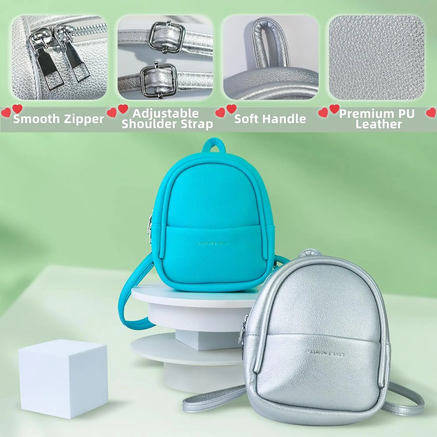 Small Backpacks, PU Leather Small Backpack Purse for Women, Stylish Mini Backpack Cute Backpack (silver)