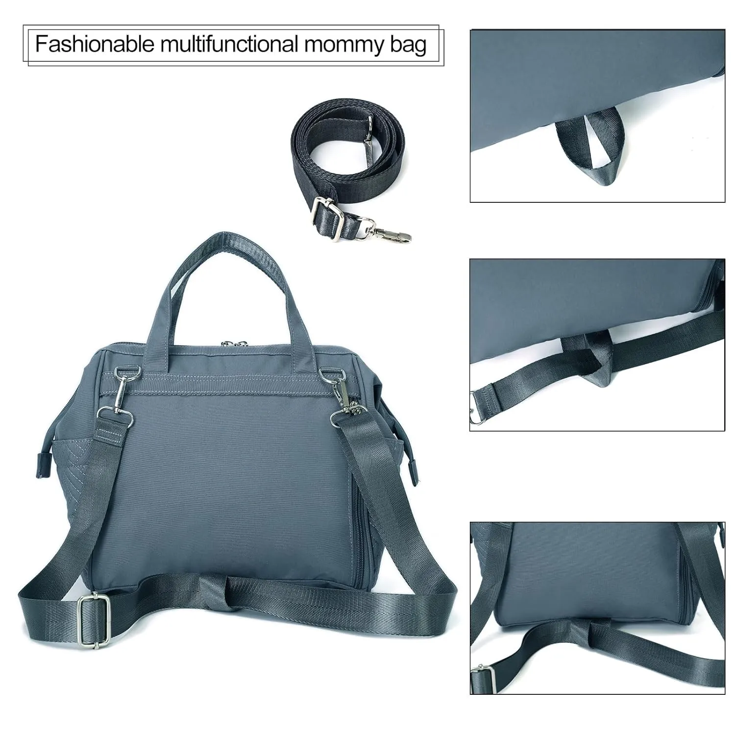 Small Diaper Bag Backpack Mini Diaper Bag Tote, Waterproof Multi-Function Stylish Mini Maternity Bags Travel Backpacks with Insulated Pockets, Dark Gray