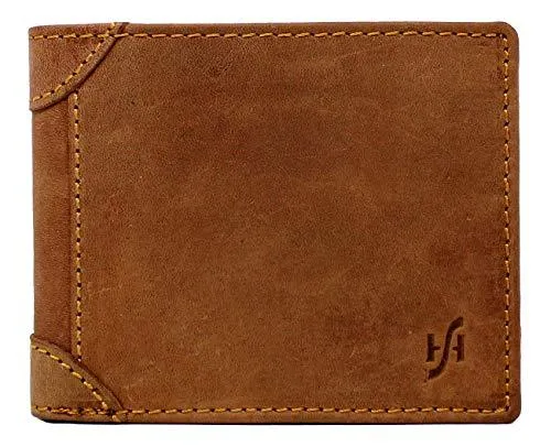 STARHIDE Mens RFID Blocking Genuine Distressed Hunter Leather Trifold Wallet 1145