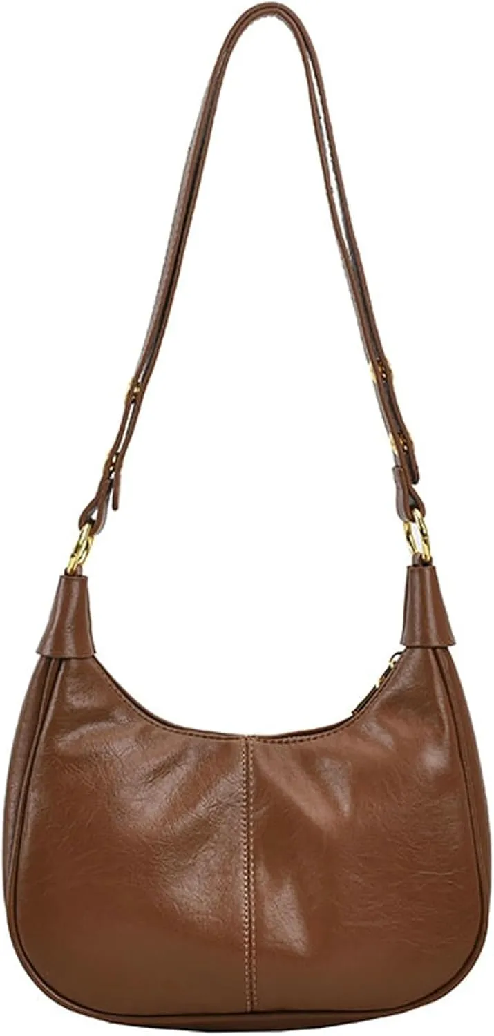 Vintage PU Leather Hobo Shoulder Bag Women Crescent Small Crossbody Handbag Versatile Wallet Everyday Purse 2025