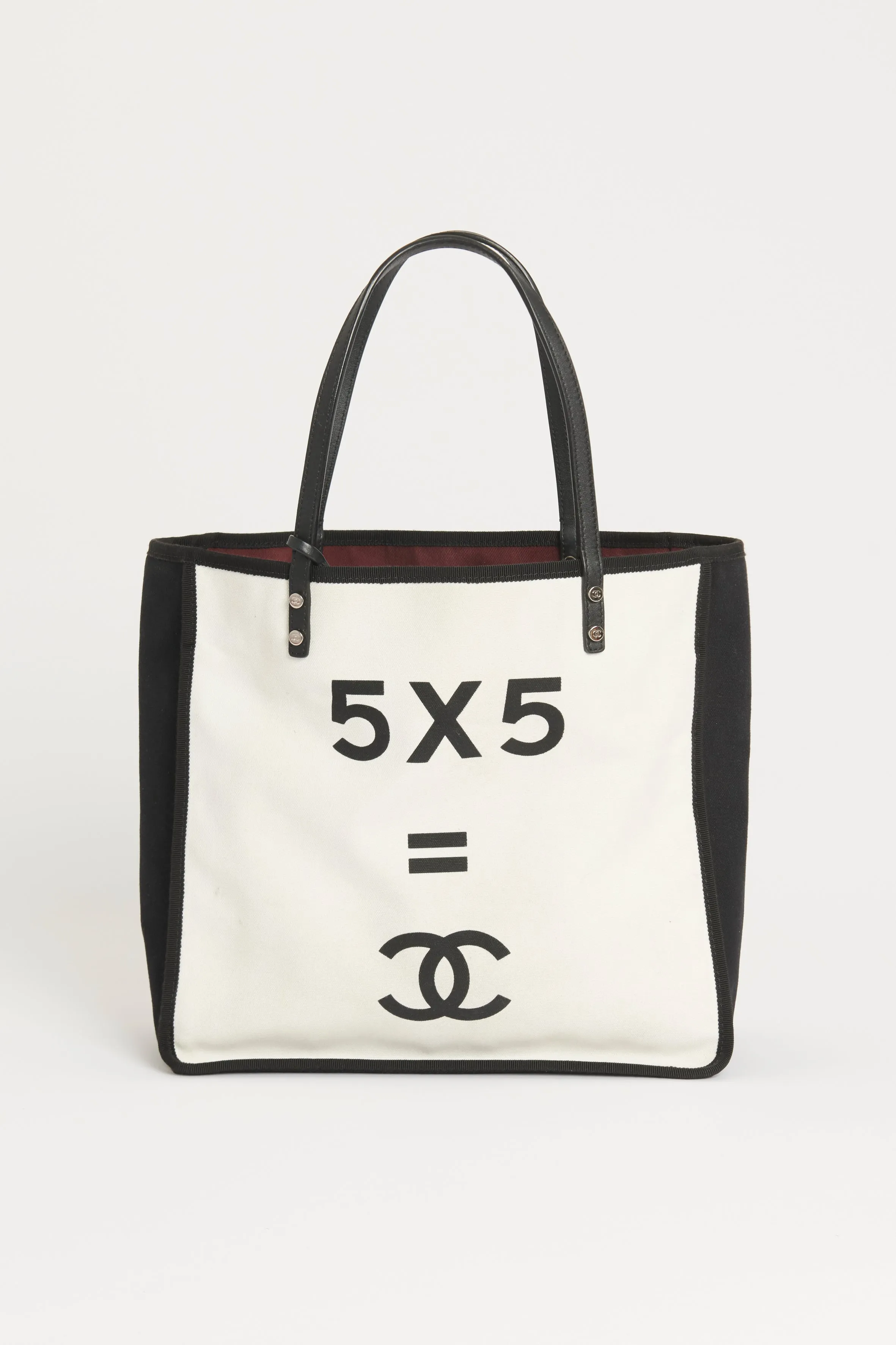 White/Black Canvas Preowned 5X5=CC Tote