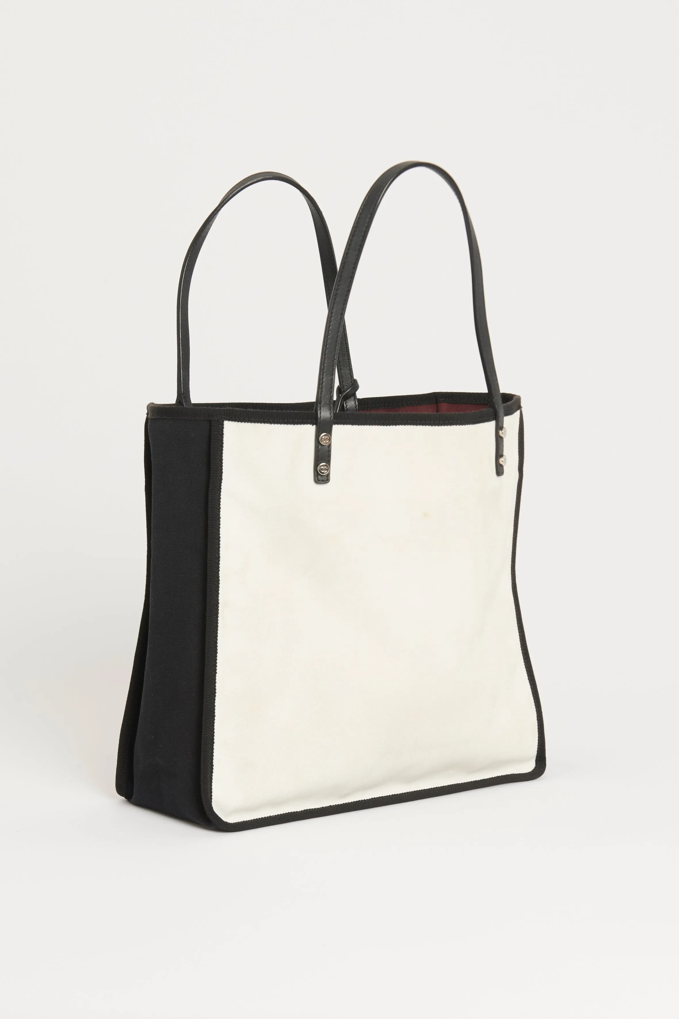 White/Black Canvas Preowned 5X5=CC Tote