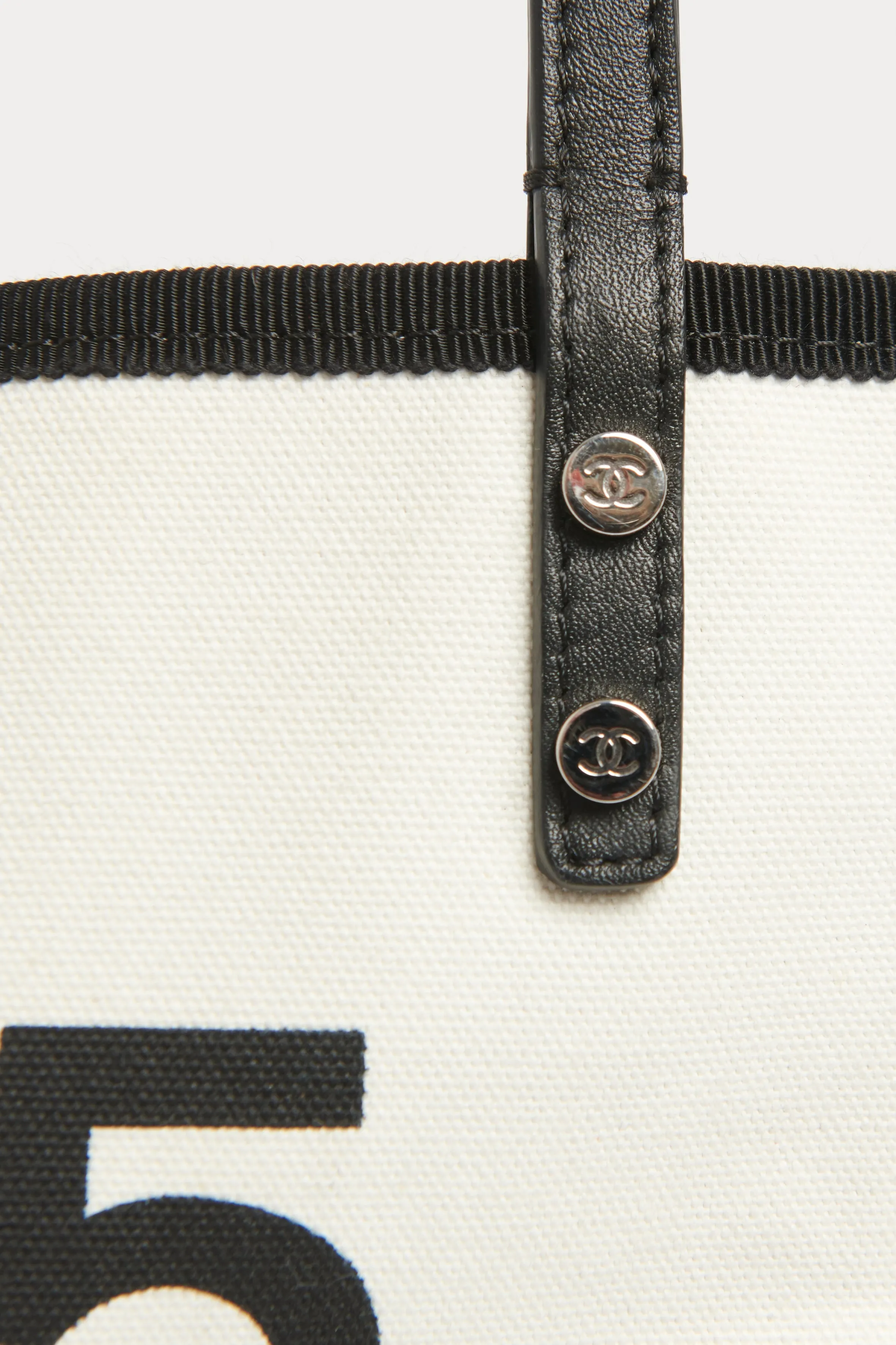 White/Black Canvas Preowned 5X5=CC Tote