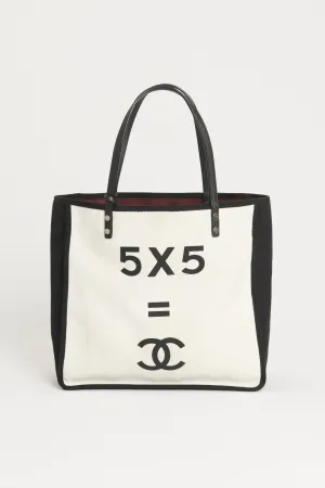 White/Black Canvas Preowned 5X5=CC Tote