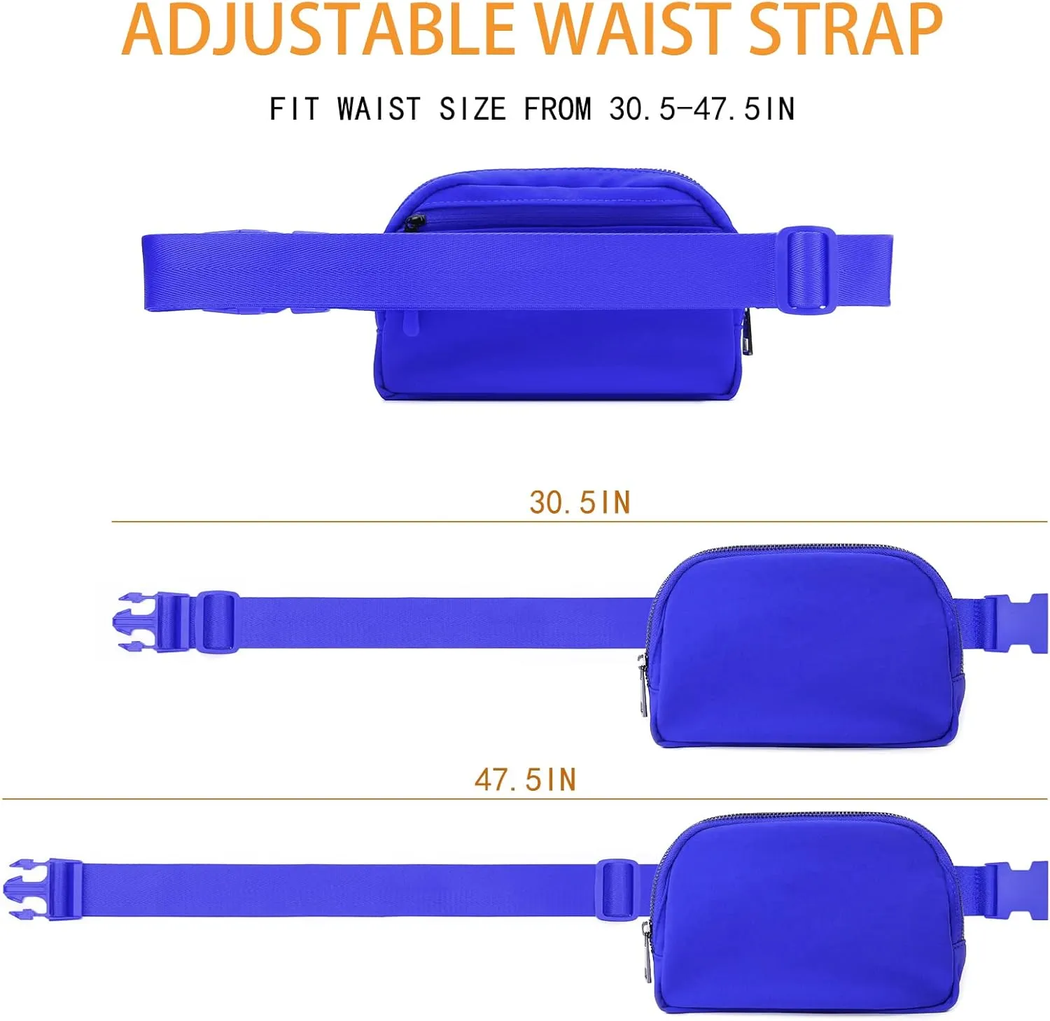 ZOPPEN Fanny Packs for Women Mini Belt Bag, Small Waist Bag Water Proof Fanny Pack Crossbody with Adjustable Strap, Everywhere Belt Bag Dupes for Travel Running Hike Work Out, Blue